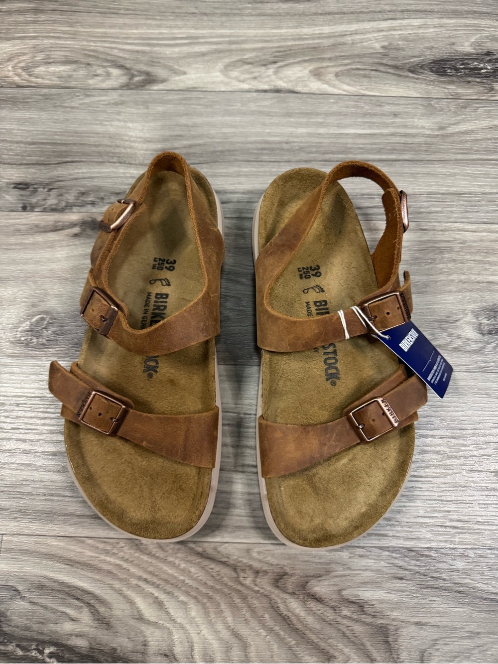 NWT Birkenstock Sonora Cross Town Arctic Ginger Brown Waxy Leather Size 39